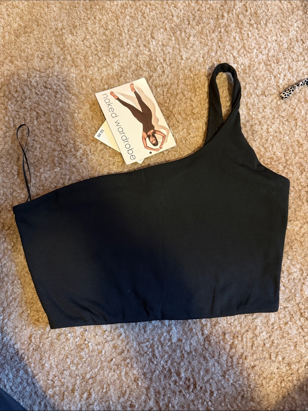 naked wardrobe Black Asymmetrical One-Shoulder Crop Top